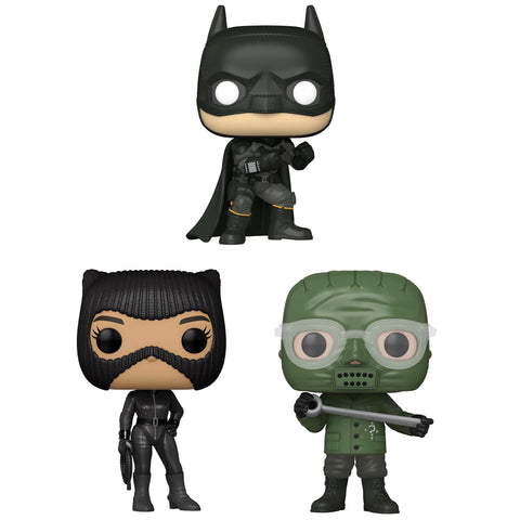 Funko POP! Movies The Batman Collectors Set- Batman, Selina Kyle (with Possible Chase Variant), and The Riddler, Figures Stand 3.75" Tall, Each Figure Comes Individually Packaged