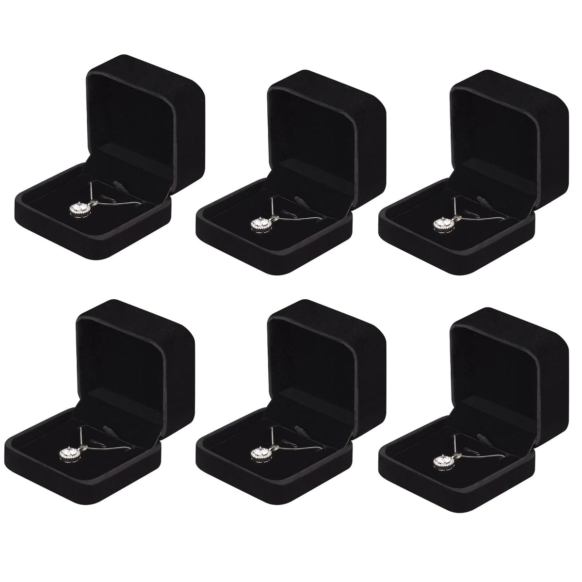 LETURE 6 Pieces Velvet Jewelry Gift Boxes for Necklace Pendant Bracelet Ring Earring, Jewelry Storage Display Case for Christmas Wedding Engagement Birthday Anniversary (Pendant Box STYLE2-6PCS)