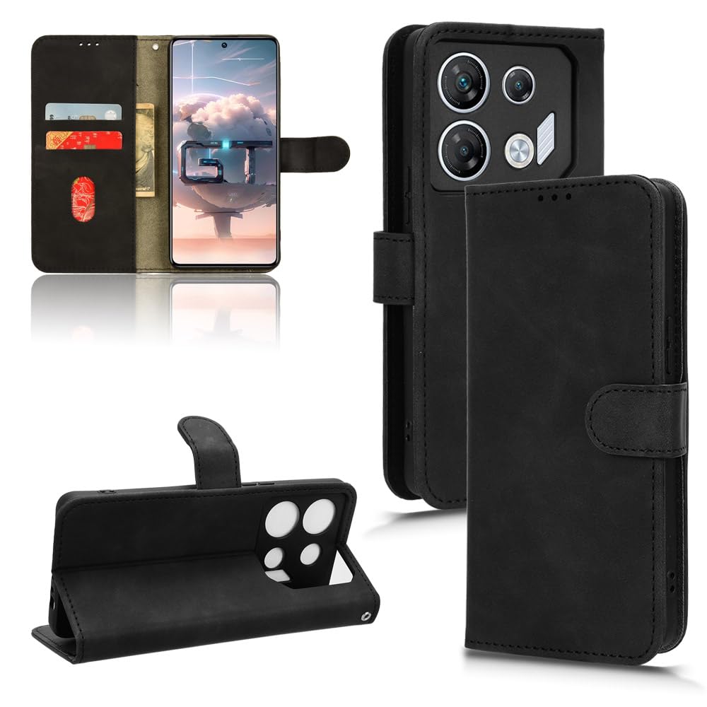 Simplicity Scratch Proof Phone Cover Compatible with Infinix Hot 40 Zero30 GT 10 Pro Hot40 X6836 4G Phone Cases Flip Cover Card Insert Phone Shell (Black,Infinix GT 10 Pro)