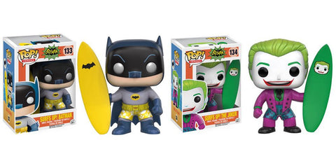 Batman Classic 1966 TV Series Surf's Up Batman, Surf's Up Joker Pop! Vinyl Figures Set of 2