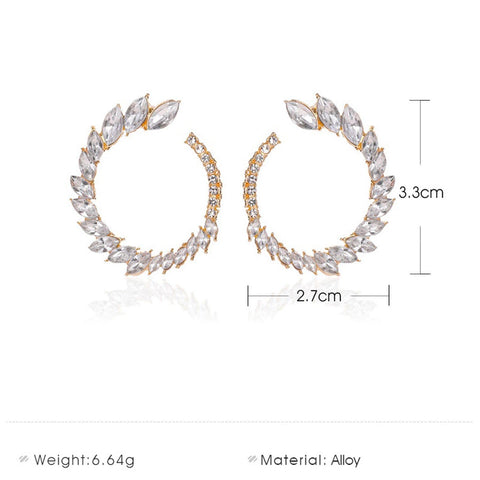 Yheakne Vintage Rhinestone Hoop Earrings Gold Round Circle Studs Earrings Bright Crystal Earrings Bling Wedding Earrings Jewelry for Women and Girls