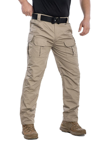 NAVEKULL Men's Outdoor Tactical Pants Rip Stop Lightweight Waterproof Military Combat Cargo Work Hiking Pants, Khaki, 34W x 32L