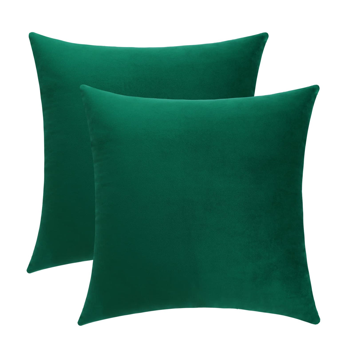 Jeneoo Comfy Soft Thick Velvet Throw Pillow Covers for Sofa Couch, Decorative Solid Square Cushion Cases for Bedroom Car (Dark Green, 18 x 18 Inches, 2 Pieces)