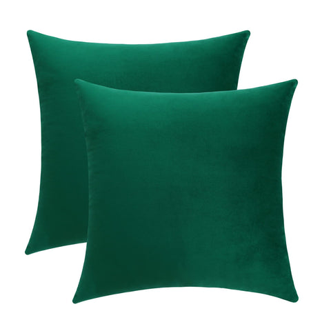Jeneoo Comfy Soft Thick Velvet Throw Pillow Covers for Sofa Couch, Decorative Solid Square Cushion Cases for Bedroom Car (Dark Green, 18 x 18 Inches, 2 Pieces)