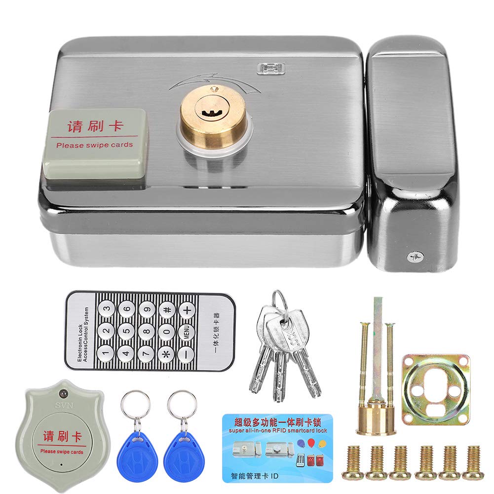 Leapiture Stainless Steel Electric Door Silence Lock Double-Sided ID Card with Remote Controller for Home Hotel Indoor Outdoor Yard Front Door