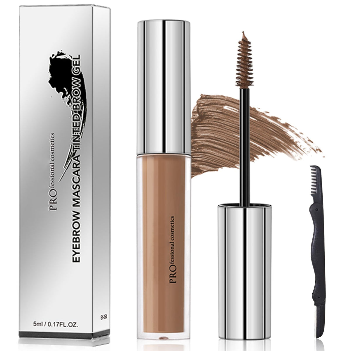 Erinde Tinted Thickening Brow Mascara, Extreme Hold Tinted Eyebrow Gel, Professional Makeup Brow Glue, Waterproof Brow Fast Sculpt, Transfer-proof, 02# Auburn