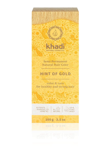 khadi Ayurvedic Natural Hair Color, 100% herbal, vegan, PPD & chemical free, certified natural cosmetics for healthy hair (HINT OF GOLD, 1 Pack (1 x 3.5oz))