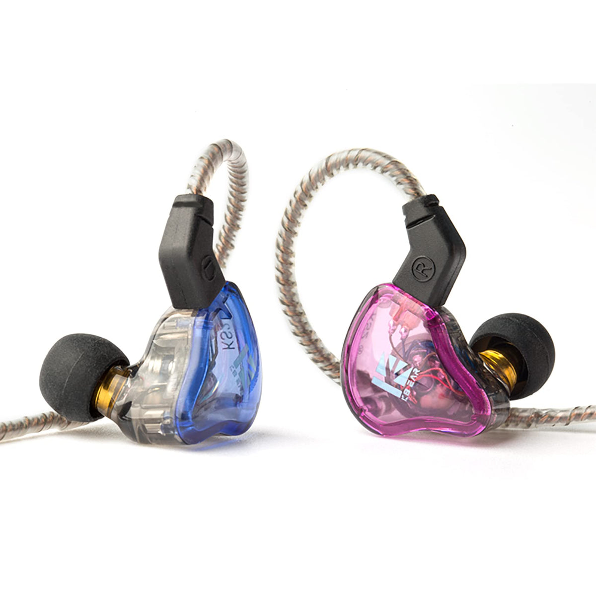 KBEAR KS2 in Ear Headphones, Yinyoo KB KS2 Stereo Bass Headphone, 1BA+1DD Hybrid Over-Ear Earbud Headset Noise Cancelling Earphone with Removable Cable for Running Walking Stage (No mic, Purple)