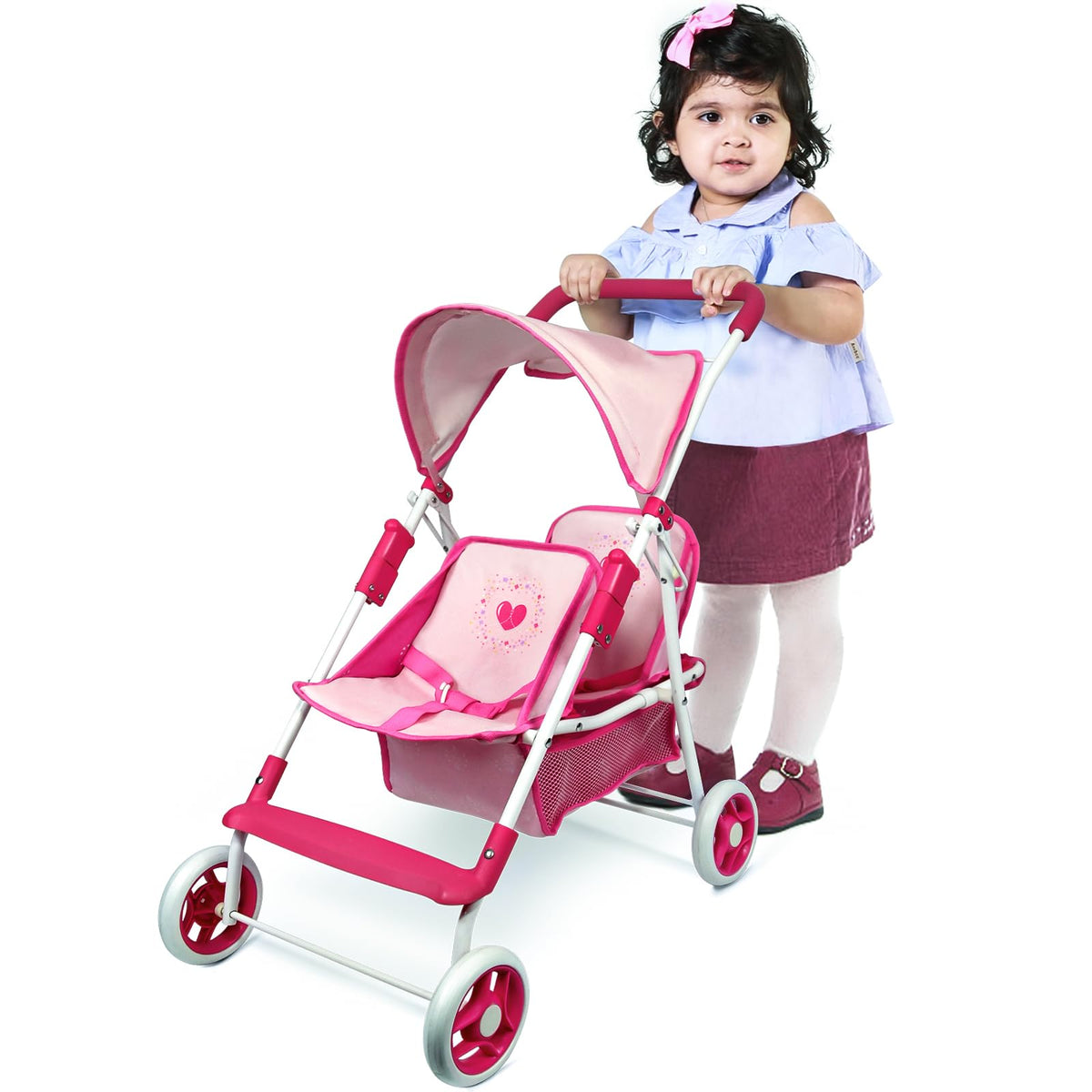 Baby Doll Collection Anivia Doll Stroller Heart Design Gifts for Toddlers and Girls Foldable Doll Stroller (DA208 Pink)Ã¢â‚¬Â¦