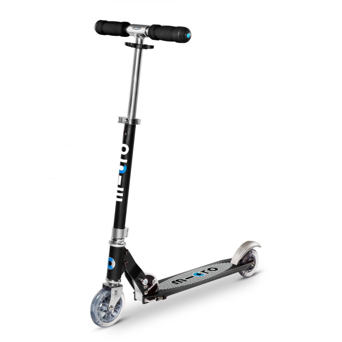 Micro Sprite Children's Folding Scooter in Black with Striped G