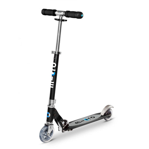 Micro Sprite Children's Folding Scooter in Black with Striped G