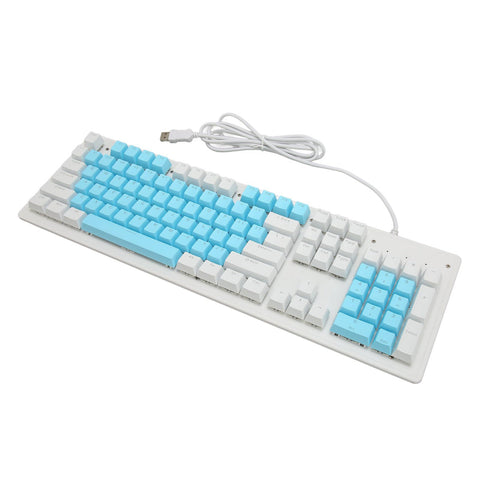 Gaming Keyboard, 4.9ft Quick Response 104 Keys RGB Backlit Wired Keyboard for Office (Brown Switch(Blue White Keycaps))