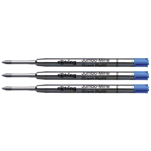 ROTRING Set of 3 Jumbo Ballpoint Pens Medium Tip Blue