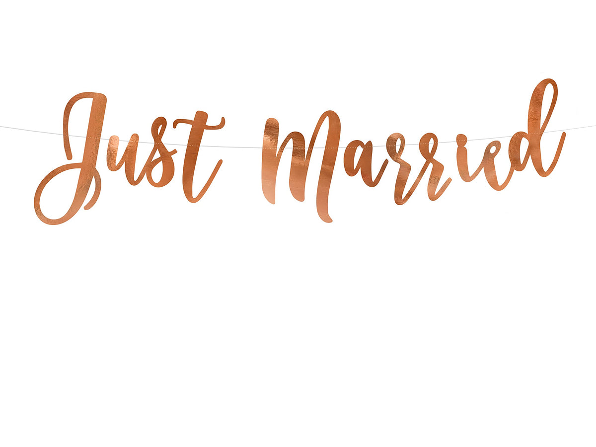 PartyDeco "Just Married" Rose Gold Banner - Elegant 20x77cm Paper Wedding Decoration | Perfect for Weddings, Bachelor Parties & Celebrations | Lightweight and Trendy