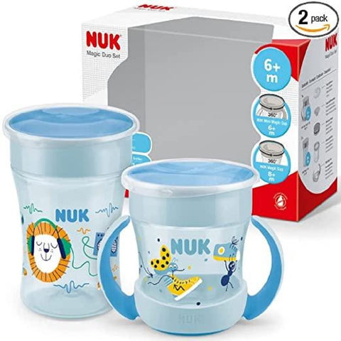 NUK Magic Cup & Mini Magic Cup Drinking Cup, Duo Set, Leak-Proof 360ÃƒÆ’Ã†â€™Ãƒâ€ Ã¢â‚¬â„¢ÃƒÆ’Ã‚Â¢ÃƒÂ¢Ã¢â‚¬Å¡Ã‚Â¬Ãƒâ€¦Ã‚Â¡ÃƒÆ’Ã†â€™ÃƒÂ¢Ã¢â€šÂ¬Ã…Â¡ÃƒÆ’Ã¢â‚¬Å¡Ãƒâ€šÃ‚Â° Drinking Rim, from 6 Months, Leak-Proof and BPA-Free, 160 ml & 230 ml, Blue