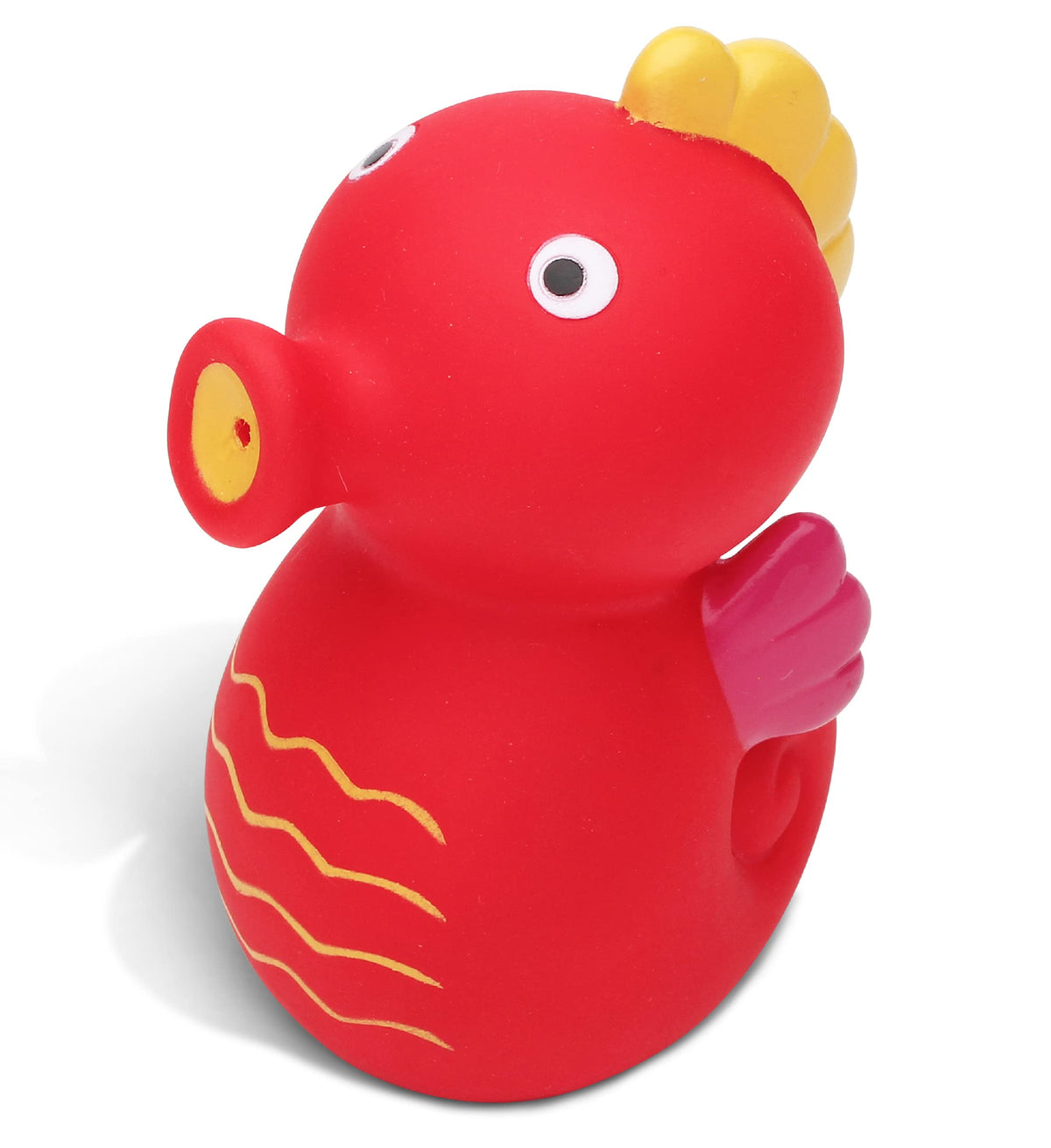 DolliBu Seahorse Bath Buddy Squirter - Floating Red Seahorse Rubber Bath Toy, Fun Water Squirting Bathtime Play for Toddlers, Cute Sea Life Animal Toy for The Bathtub, Beach, & Pool for Girls & Boys
