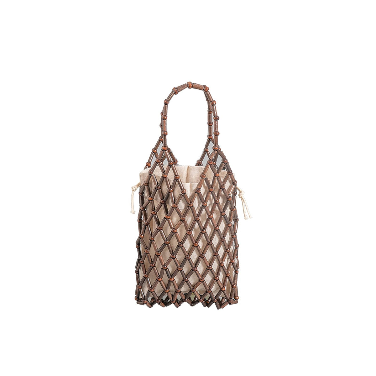 CORIOS Women Mini Tote Bag Handmade Woven Bucket Bag Drawstring Handbag Summer Beach Bag Bohemian Clutch Bag Retro Top-handle Bag for Vacation Beach Travel Daily Use Coffee