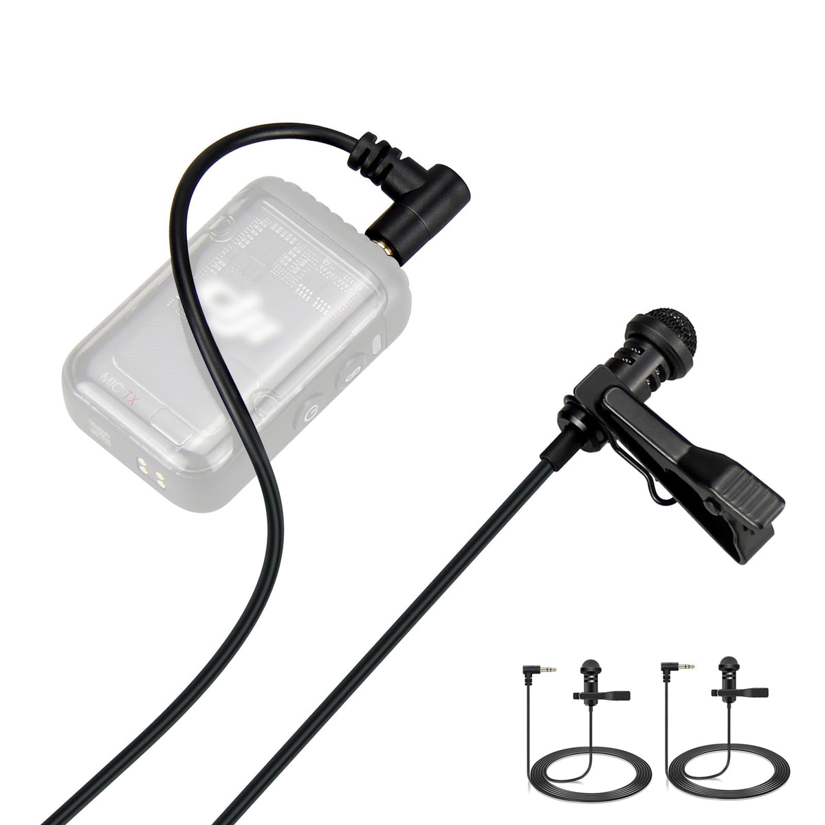 2-Pack Lavalier Microphone Compatible with DJI Mic 2 / Mic 1 and Rode Wireless Pro/Wireless Go ii 2 Microphone System Transmitters - 3.5mm Omnidirectional Lapel Lav Mic for Vlog Interview