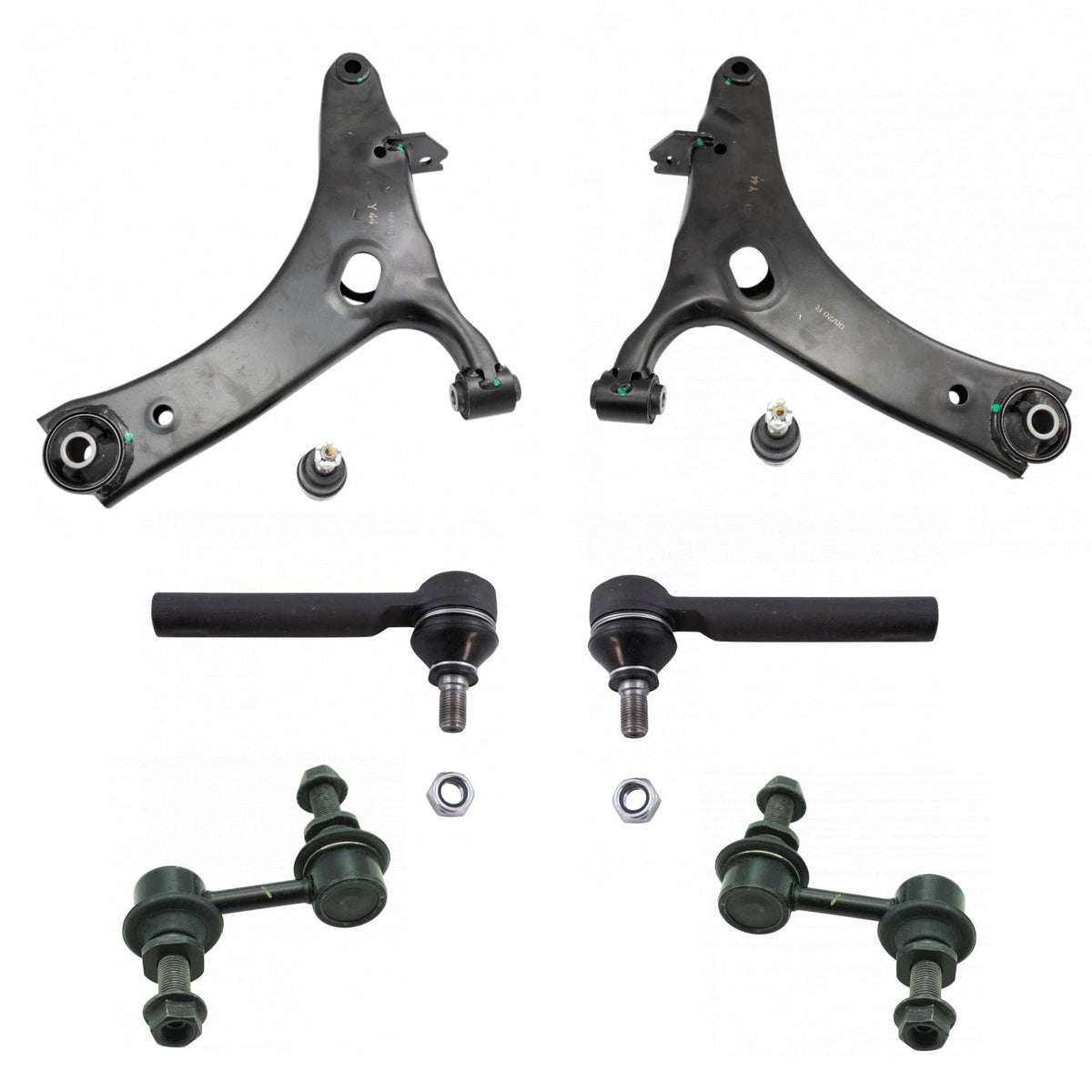 TRQ Front Steering & Suspension Kit Control Arm with Ball Joint Sway Bar Stabilizer Link Tie Rod Compatible with 2016-2017 Subaru Crosstrek 2013-2015 XV Crosstrek
