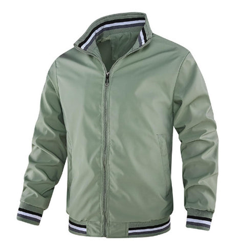 NAKEAH Men's Solid Color Sports Jacket Spring Autumn New Stand Up Collar Zip Pocket Casual Jacket green S