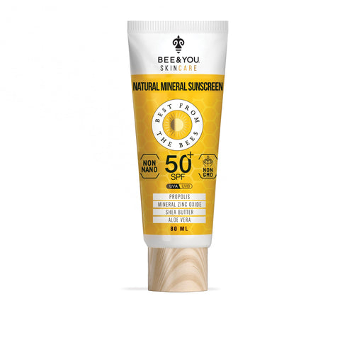 BEE and You SPF 50 Sunscreen, UV protection, Clear, Sensitive, Acne-Prone Skin, Mineral-Based Zinc Oxide, Propolis Extract, Shea Butter, Aloe Vera, 100% Natural, Hypoallergenic, 1.35 oz