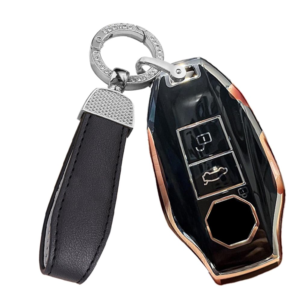 ontto Smart Car Key Case TPU Key Cover Key Cover Case Key Fob Fits MG MG7 2023 2024 3-Button Protective Case Keyless Go Car Accessories-C Black