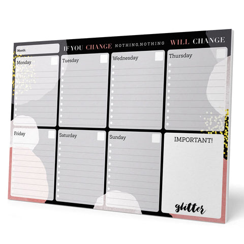 Grupo Erik Glitter Weekly Planner A4 | Glitter Calendar | Family Calendar | 54 Tear Off Pages | Desk Calendar | Organiser Planner | Girls Gifts | Friends Gifts