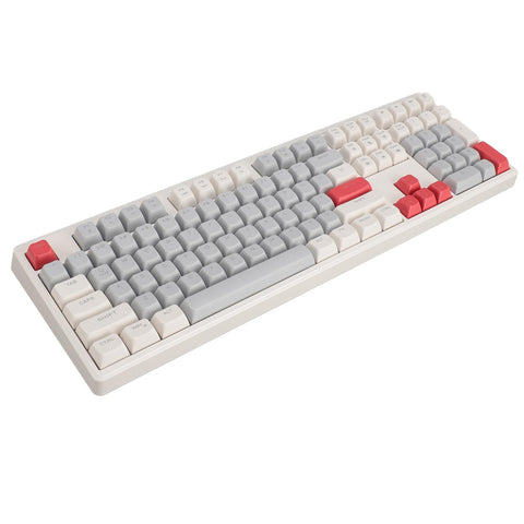Gaming Keyboard, Plug and Play RGB Backlit Keyboard 108 Keys Silent for Home (Gray White Red)