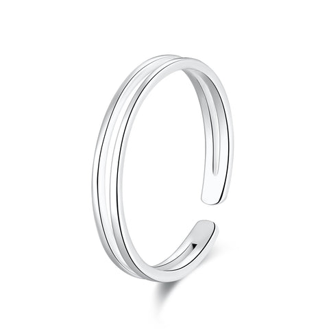 SILBERTALE 925 Sterling Silver Thin Line Minimalist Open Cuff Toe Ring Band For Women Size 2-4