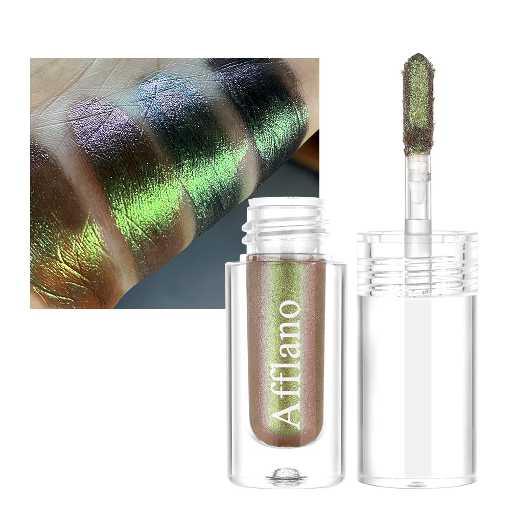 Afflano Multichrome Liquid Glitter Eyeshadow, Intense Multicolor Shifting Chameleon Liquid Eyeshadow Glitter Eye Makeup, Holographic Sparkle Pigmented Liquid Chrome Eyeshadow #14