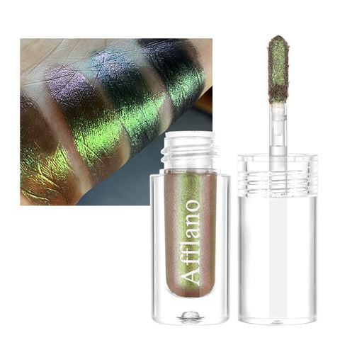 Afflano Multichrome Liquid Glitter Eyeshadow, Intense Multicolor Shifting Chameleon Liquid Eyeshadow Glitter Eye Makeup, Holographic Sparkle Pigmented Liquid Chrome Eyeshadow #14