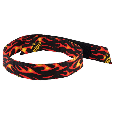 Cooling Bandana, Flames, Evaporative Polymer Crystals for Cooling Relief, Quick and Secure Fit, Ergodyne Chill Its 6705,Large