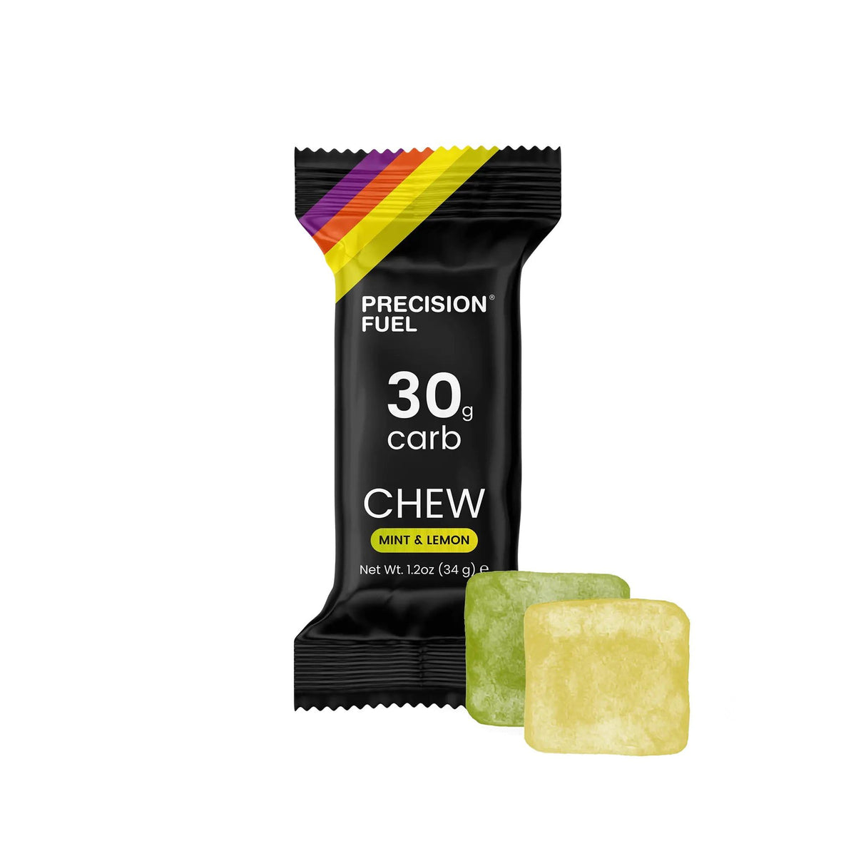 Precision Fuel 30 Energy Chews - High Carb,Lightweight Snack for Endurance Sports,30g Carbs per Serving,Ideal for Running & Cycling,No Artificial Ingredients - Original and Mint Lemon (4 x 34g Chews)