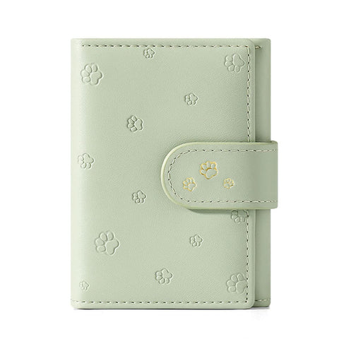 Small Wallet for Girls Kids Womens Cute Short Purse Little Slim Cash Pocket & Card Holder & Coin Purse Footprint Editon (Green)