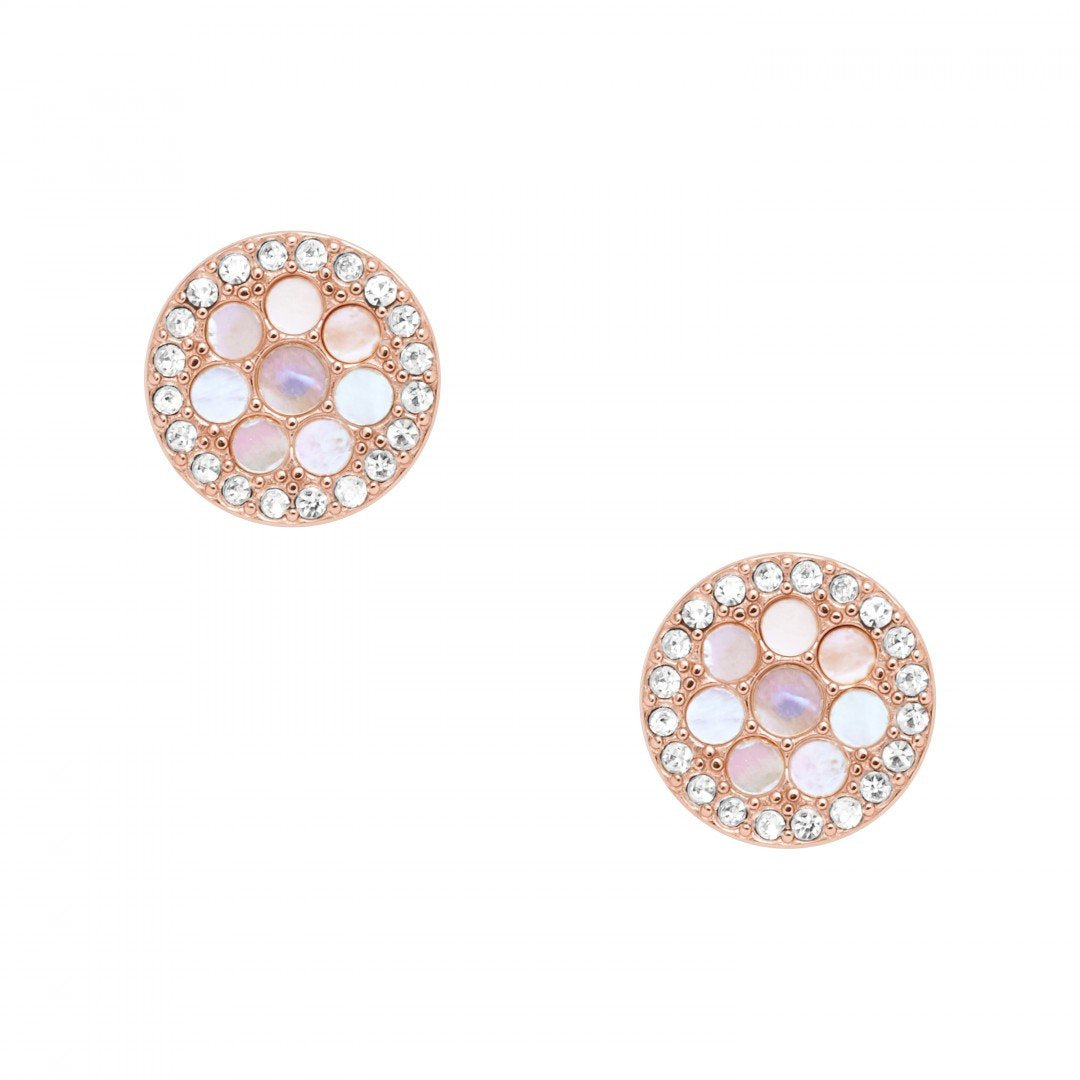 Fossil Earrings for Women Mop, 10(D)*2.0(Thickness)mm Rose Gold Stainless Steel Earrings, JF02906791