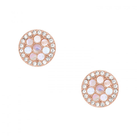 Fossil Earrings for Women Mop, 10(D)*2.0(Thickness)mm Rose Gold Stainless Steel Earrings, JF02906791