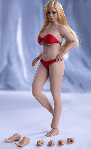1/12 Scale Action Figure,6 inch Female Super-Flexible Slightly Fat Suntan Skin Large Bust Action Figure Doll Collection T05B