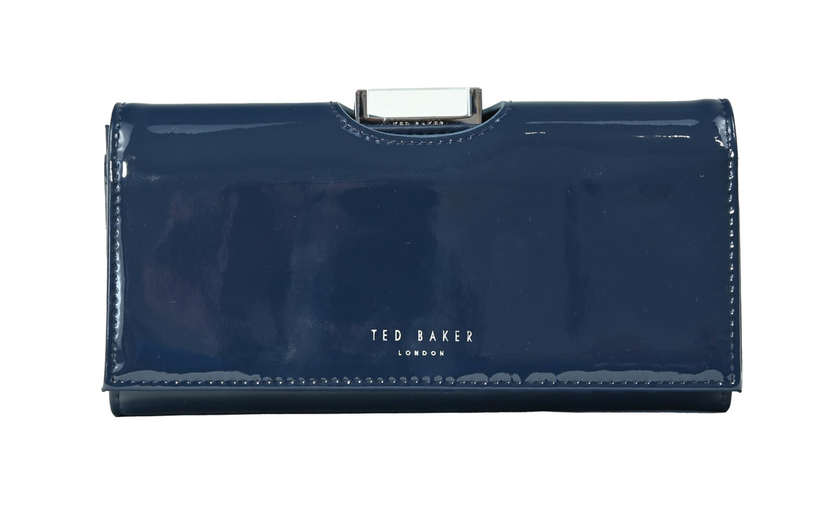 Ted Baker London Womens Ladies Girls Bitaas Large Bobble Matinee Purse Wallet in Navy Blue Patent Leather
