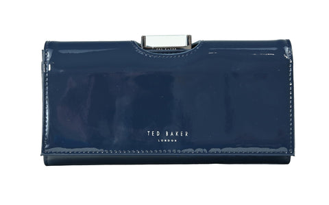 Ted Baker London Womens Ladies Girls Bitaas Large Bobble Matinee Purse Wallet in Navy Blue Patent Leather
