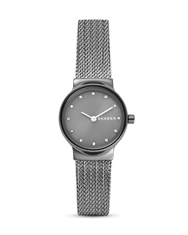 Skagen Watch for Women Freja Lille, Two Hand Movement, 26 mm Charcoal Stainless Steel Case with a Stainless Steel Mesh Strap, SKW2700