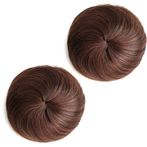 HSPJHTM 2 PCS Hair Bun Extensions Wig Accessory Updo Hairpieces Curly Wavy Hair Scrunchies Updo Hair Pieces Bun Extension Ponytail Messy for Women Girls - Medium Brown