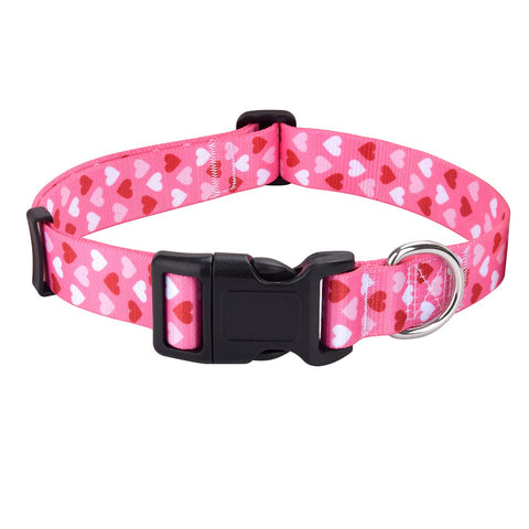 Mihqy Valentine's Day Dog Collar - Adjustable Heart Dog Collar Cat Collar - Love Theme - Perfect for Small Medium Large Dogs (Heart,XS)
