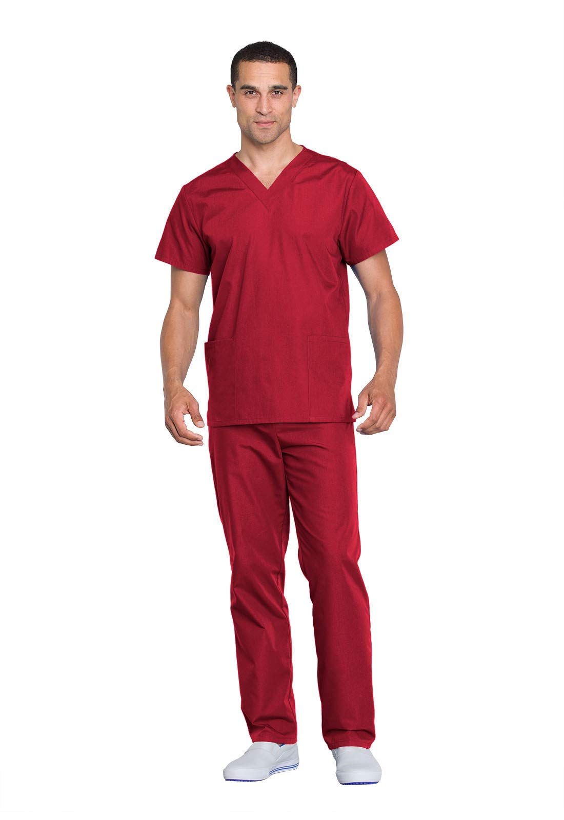 Cherokee womens Unisex Top and Pant Medical Scrubs Set, Red, Large US