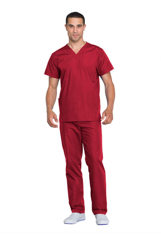 Cherokee womens Unisex Top and Pant Medical Scrubs Set, Red, Large US