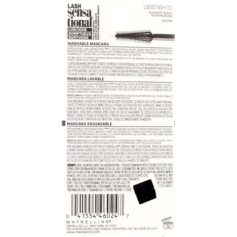 Maybelline Lash Sensational Luscious Washable Mascara, 702 Blackest Black