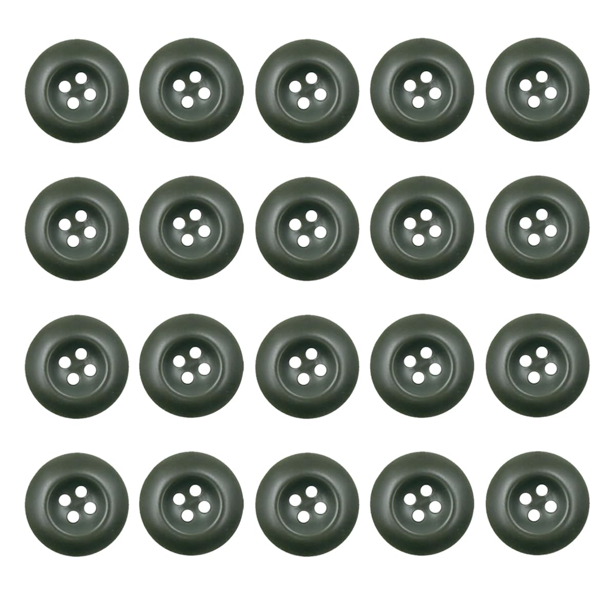 20PCS Army Green Resin Button 4 Hole 0.8 Inch Army Military Buttons Sewing Button for Pants Jacket Uniforms Bags Accessorie Army Military Buttons (Army Green, 32L=20MM)