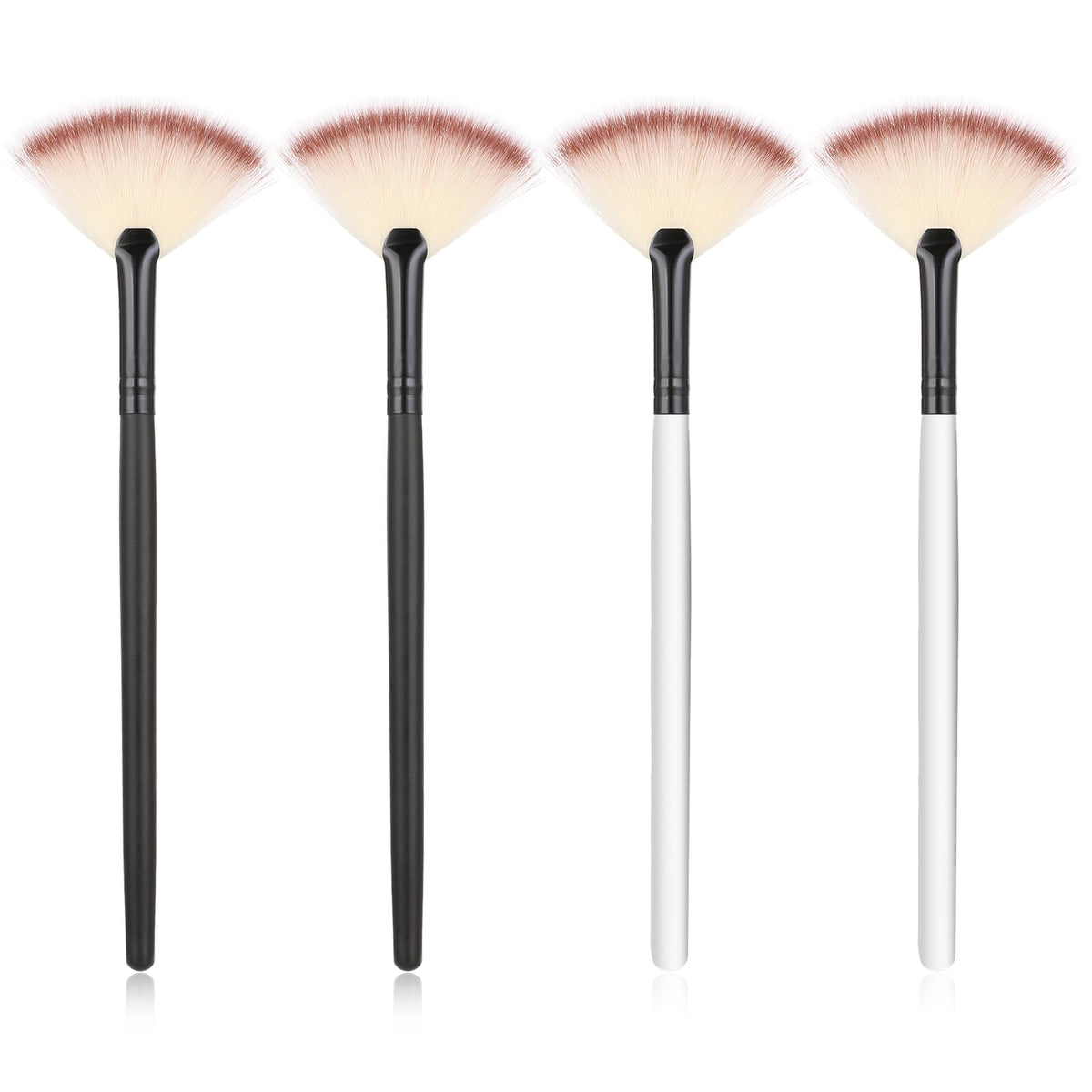 Slim Soft Facial Fan Brush, 4 PCS Facial Brushes Fan Mask Brushes, Soft Facial Applicator Brushes Tools Acid Applicator Brush for Peel Glycolic Mask Makeup for Mud Cream Peel Masques, Black and white