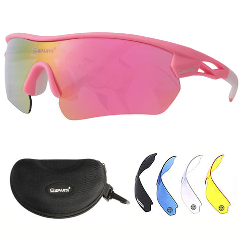 OUTDOORSPARTA Sports Sunglasses(2. Pink Frame, Full Lens Mirrored Pink)
