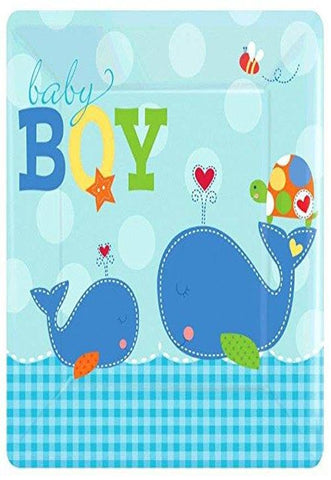 Ahoy Baby Boy Square Dinner Plates Shower Party Tableware, Paper, 10", Pack of 8