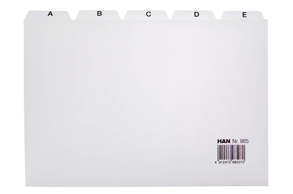 HAN 985, Tab A - Z, A5 landscape, 25 pcs. Guide cards for card index boxes and trays, grey